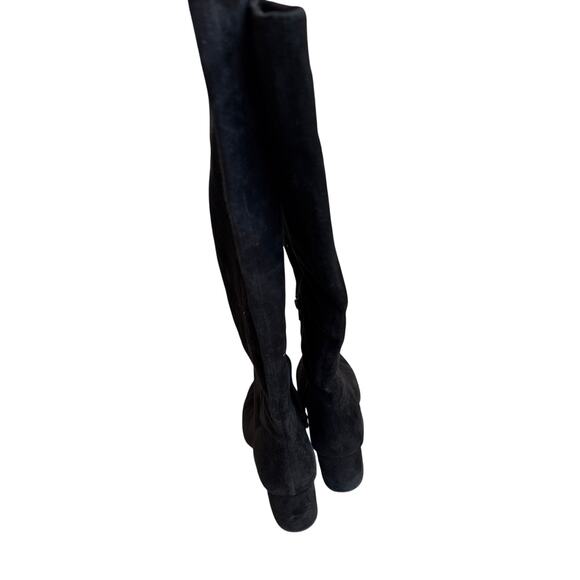 Ann Taylor Black Suede 90s Block Heel Tall Boots 9.5M Ext Calf - Picture 7 of 7